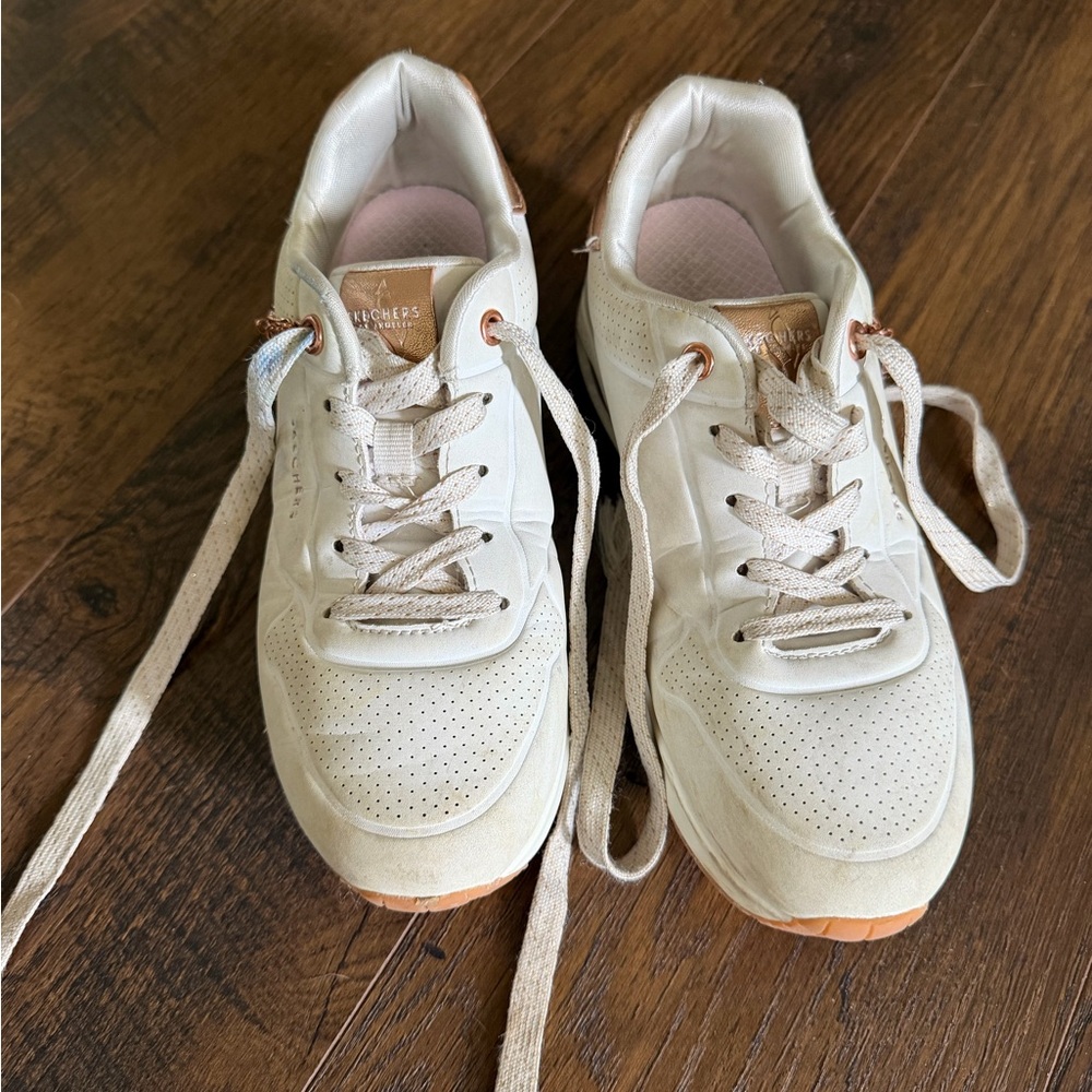 Skechers Beige Casual Lace-Up Sneakers